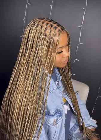 blonde small knotless cornrows braids