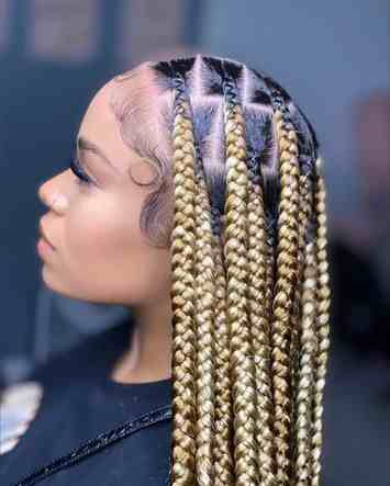 gorgeous large blonde knotless braids