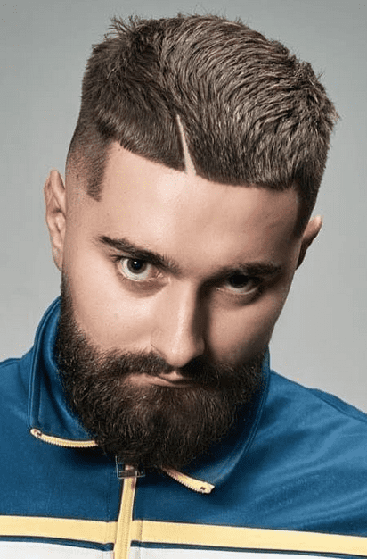 Devil cut with fade men's haircut design