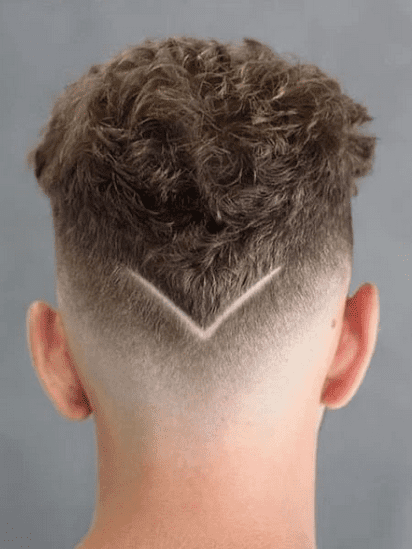 Small V shape haircut line men back of head