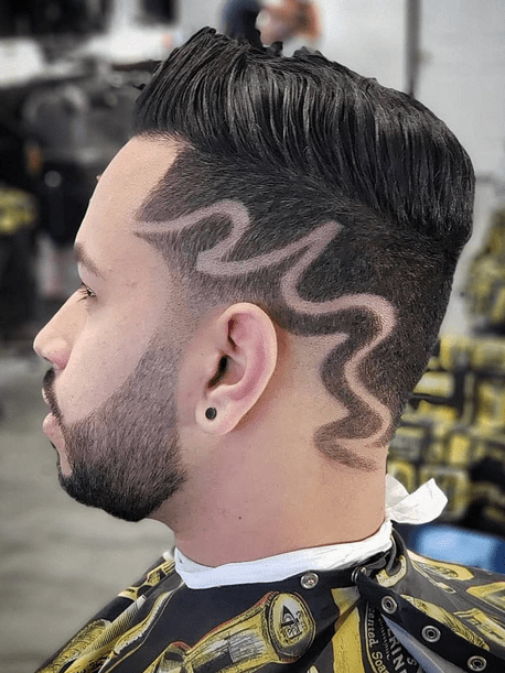 Cool haircut wavy side lines design